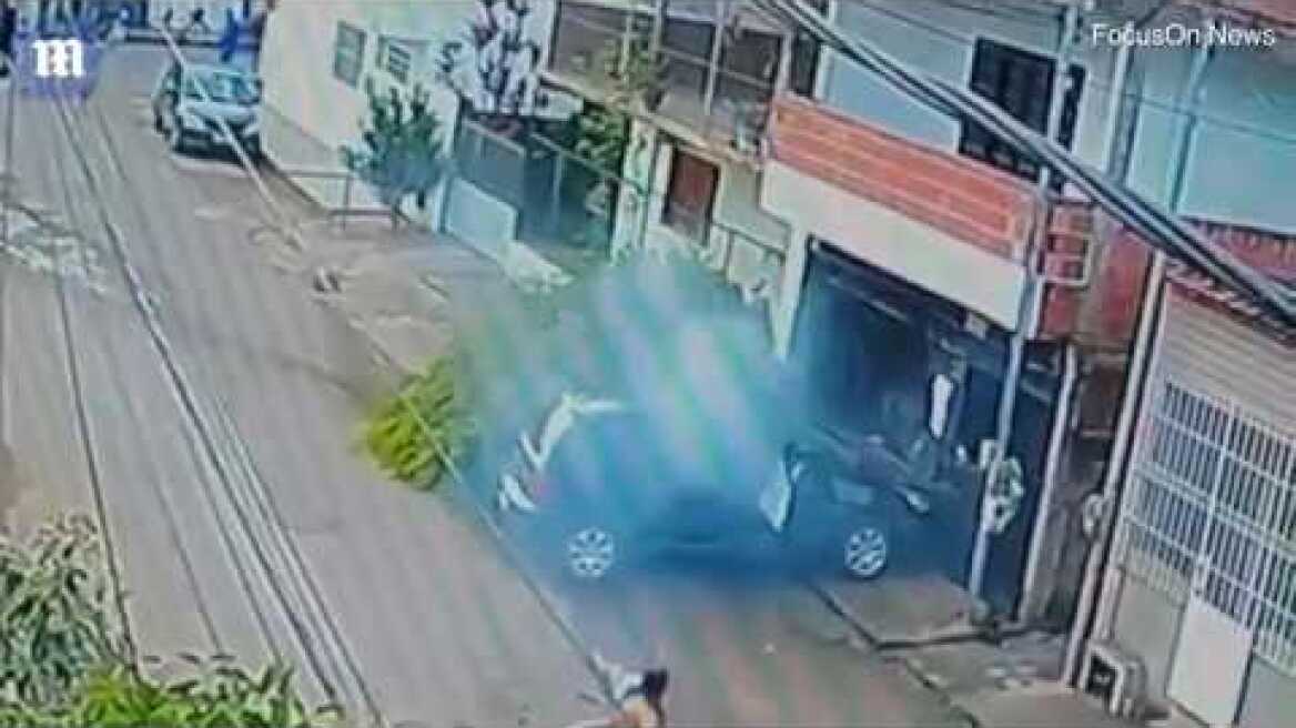 Brazilian cyclist miraculously escapes from car crash