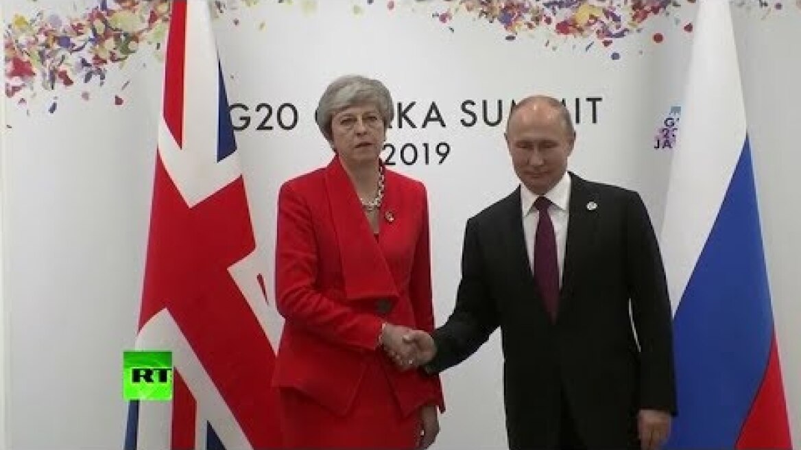 Stone-faced Theresa May meets Vladimir Putin at G20 summit