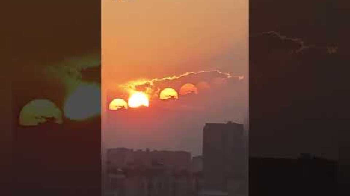 Seven “suns” appeared in the sky of Chengdu, China.
