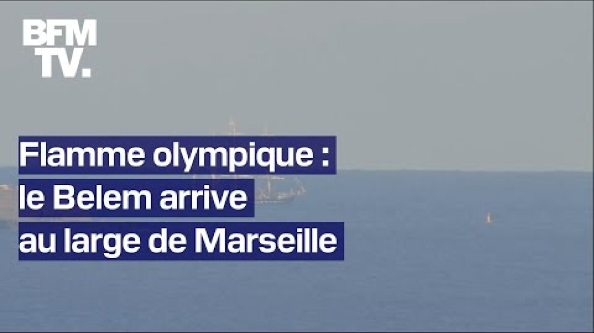 Les premières images du Belem au large de Marseille, avec la flamme olympique à son bord