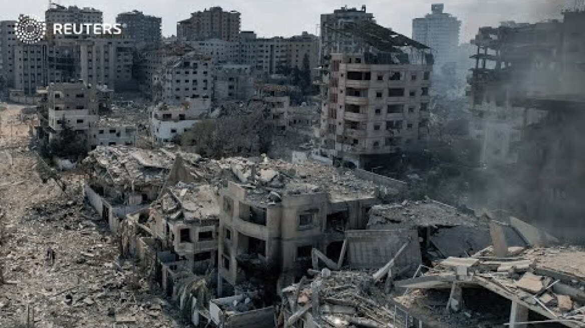 Drone footage reveals devastation in Gaza after Israeli strikes