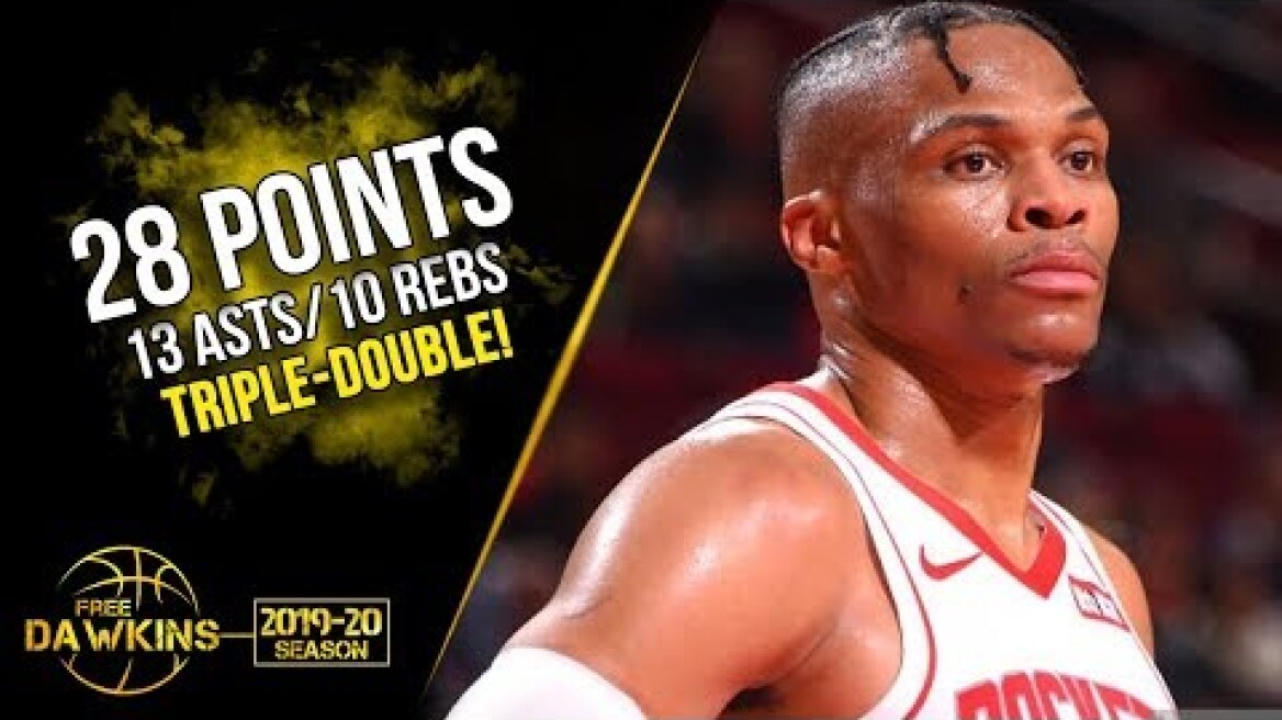 Russell Westbrook Triple-Double 2019.10.26 Rockets vs Pelicans - 28 Pts, 13 Asts, 10 Rebs!
