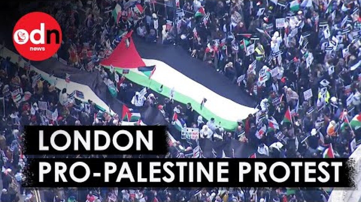 Thousands of Pro-Palestinian Protesters March Through Central London