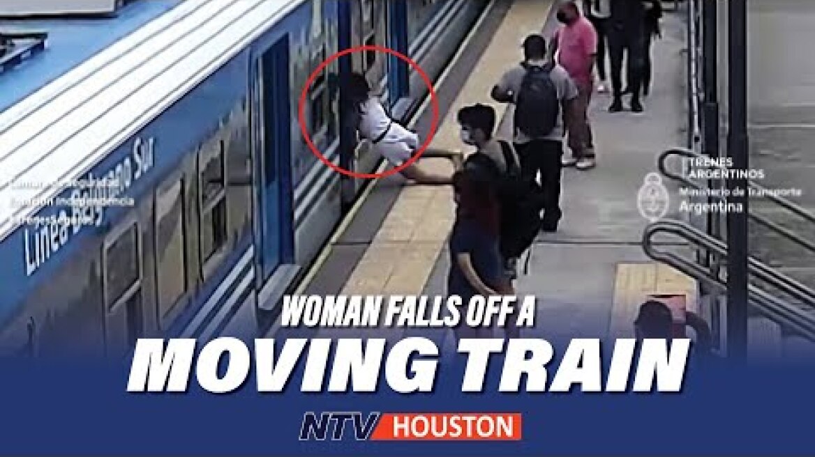 The woman falls off a moving train at Argentina station