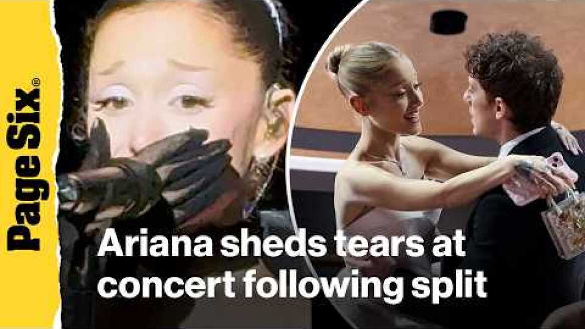 Ariana Grande breaks down in tears at LA concert after Ethan Slater split