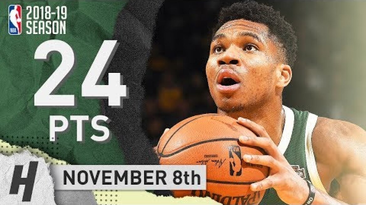 Giannis Antetokounmpo Full Highlights Bucks vs Warriors 2018.11.08 - 24 Pts, 9 Reb in 3 Qtrs!