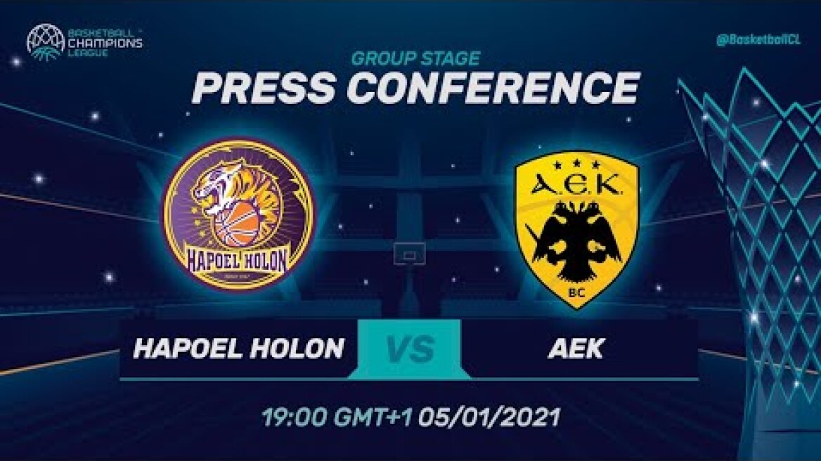LIVE 🔴 Hapoel Unet-Credit Holon v AEK - Press Conference | Basketball Champions League 2020/21