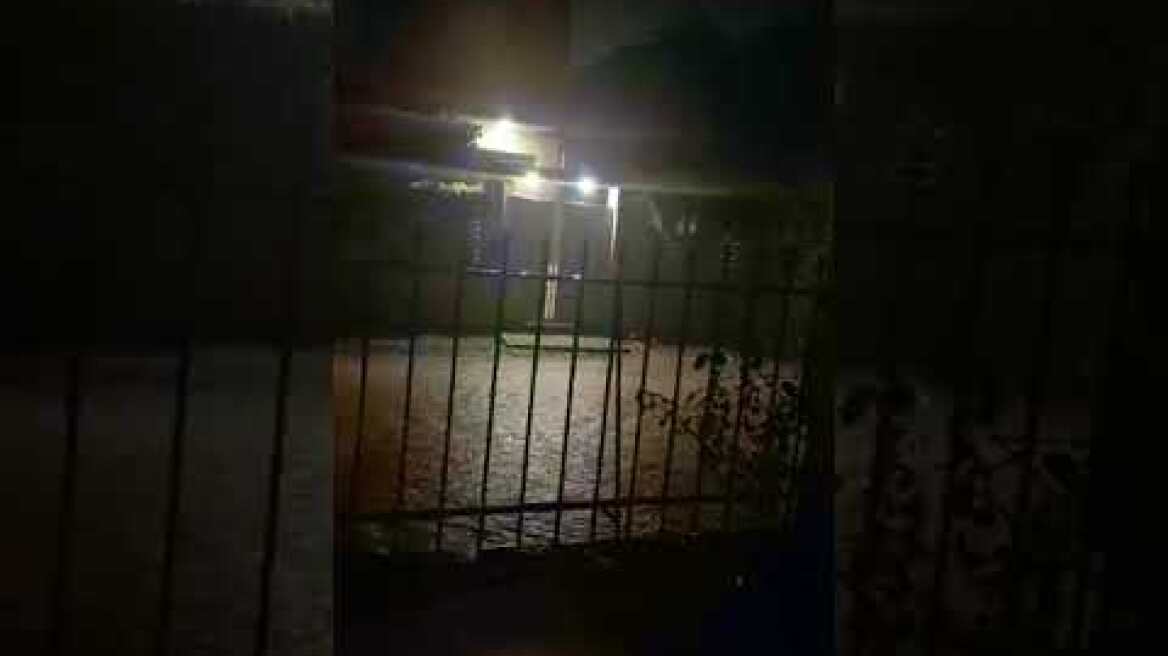 Ποτάμια οι δρόμοι στις Δάφνες από την έντονη βροχόπτωση