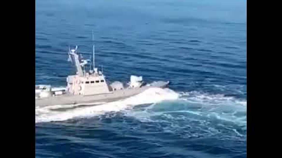 today’s confrontation. It looks like the Russian Coast Guard ship, the Izumrud, is damaged