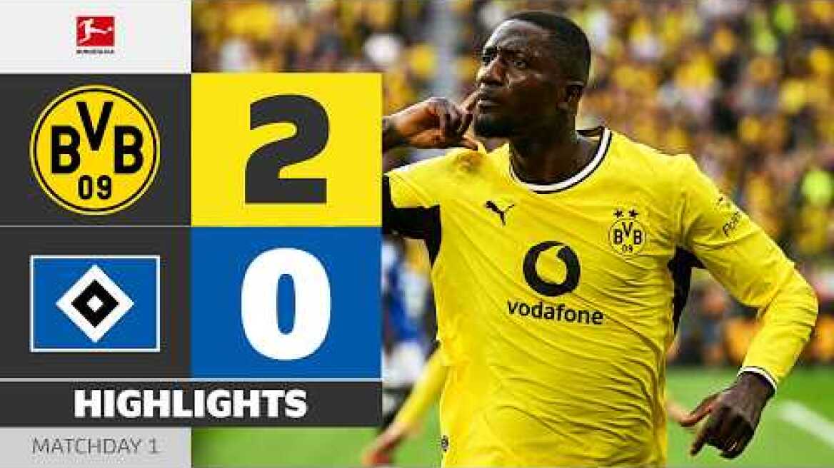 Guirassy Scores At Home! | BORUSSIA DORTMUND - HAMBURGER SV | Highlights | Matchday 1 – Bundesliga