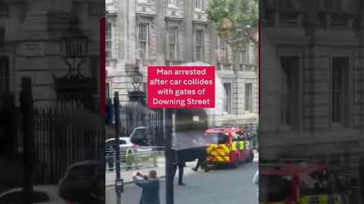Man arrested after a car crashes into Downing St gates