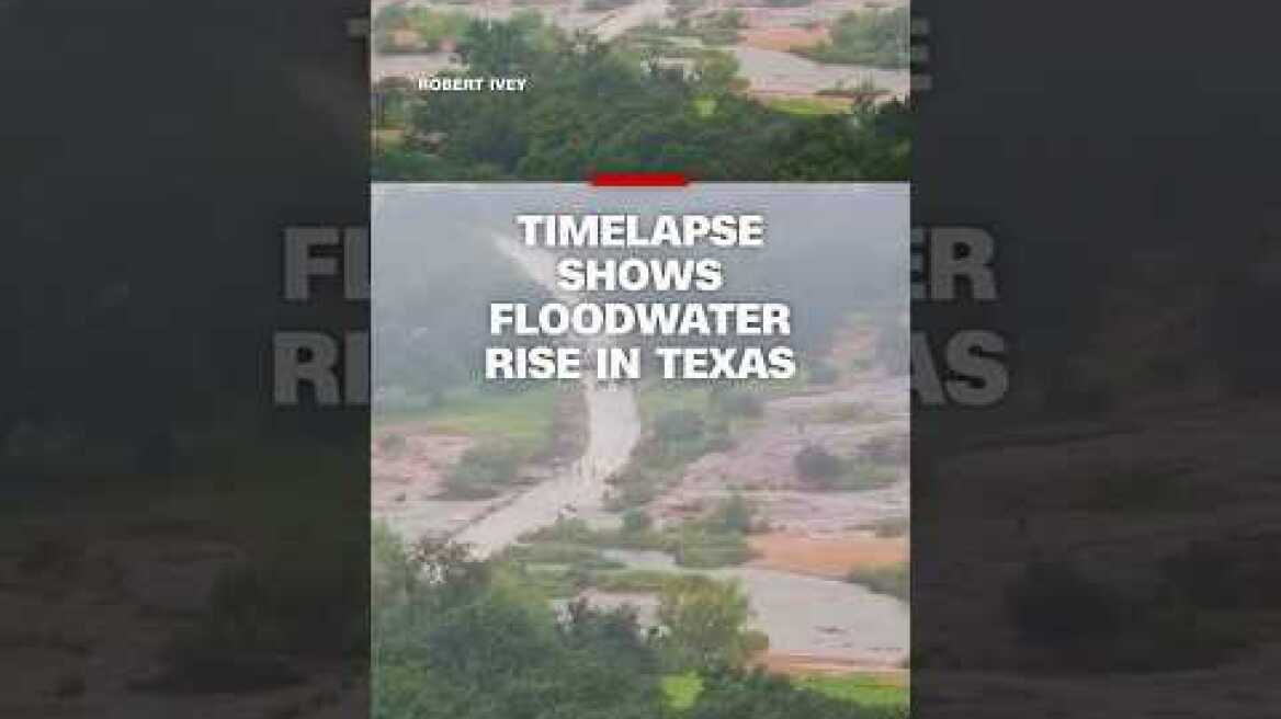 Timelapse shows floodwater rise in #Texas