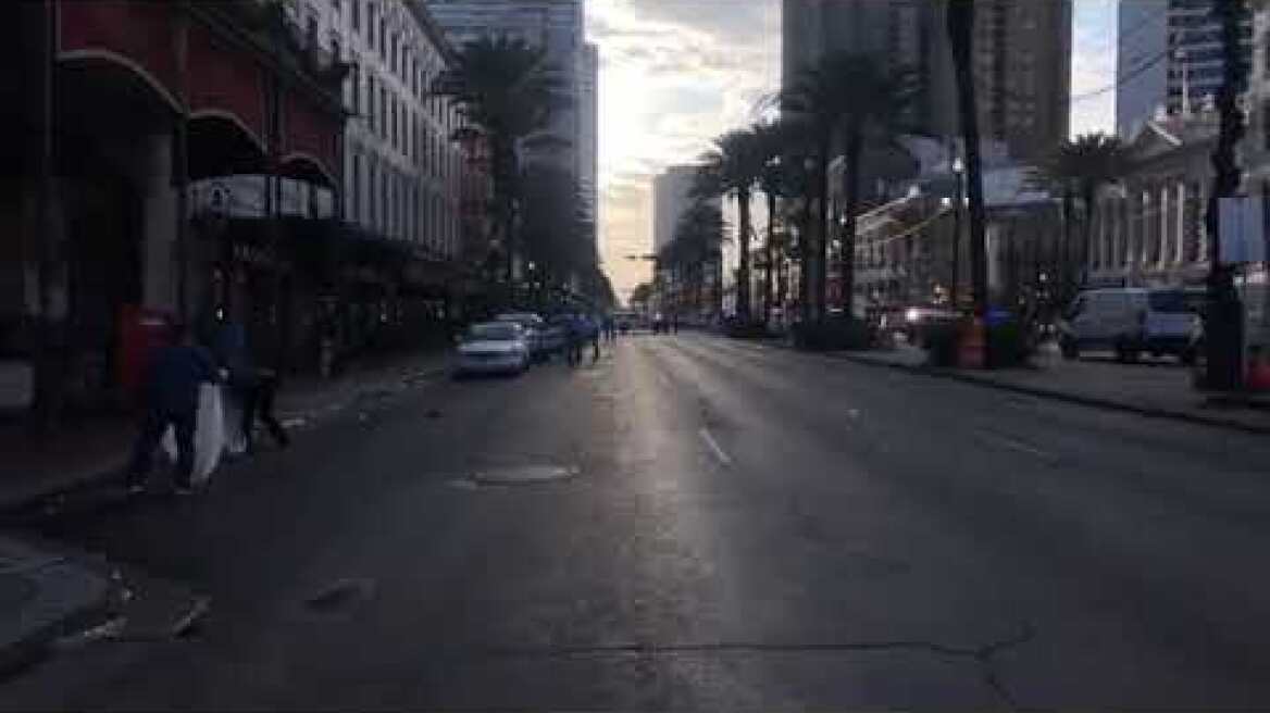 Scene on Canal Street in New Orleans where 11 people were shot