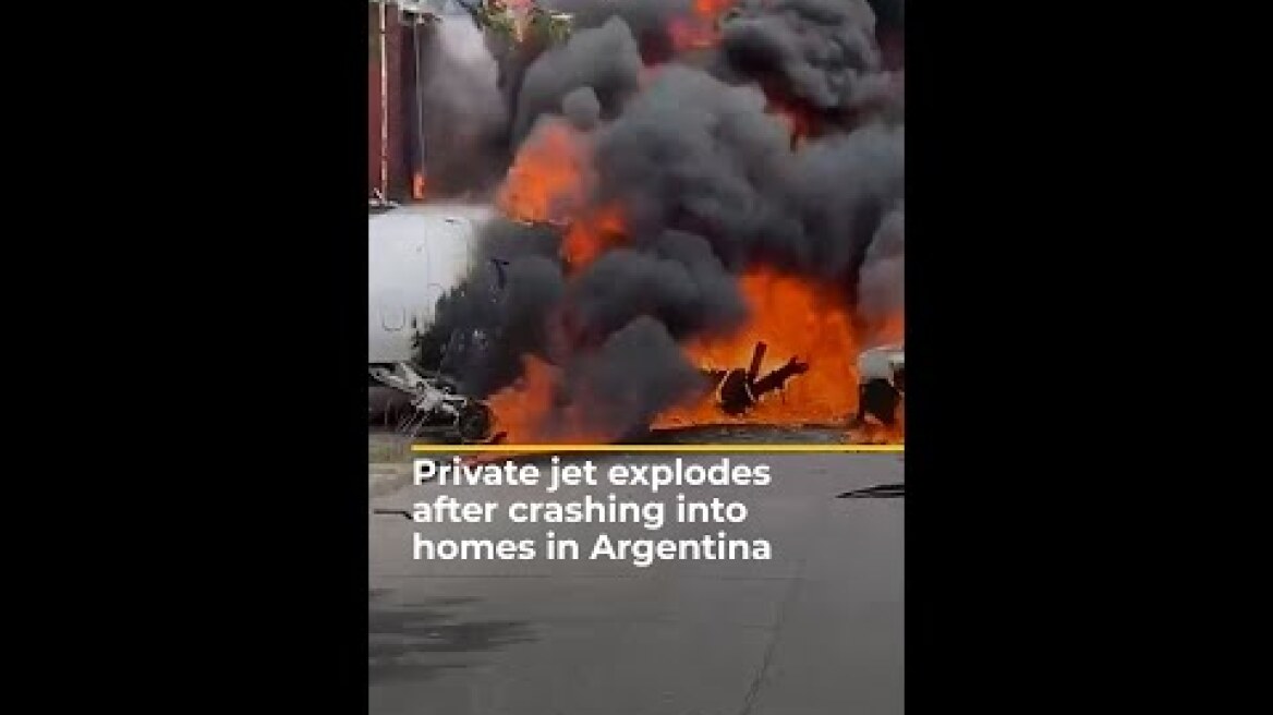 Private jet crashes into homes in Argentina | AJ #shorts