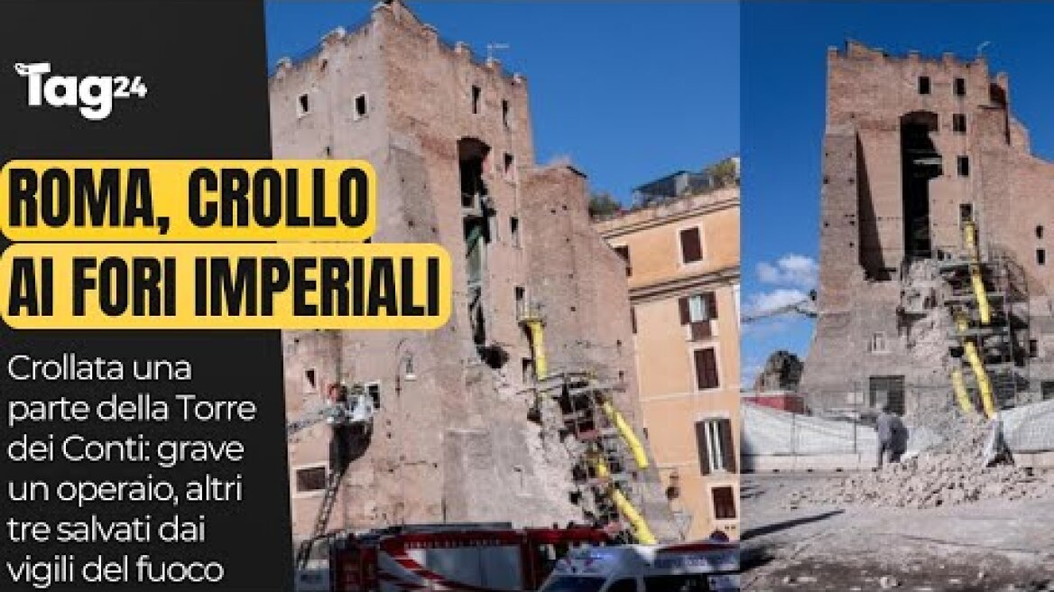Roma, il momento del crollo della Torre dei Conti ai Fori Imperiali e la testimonianza di un operaio
