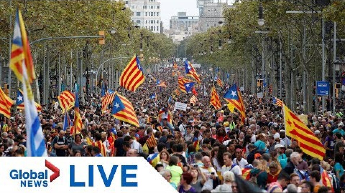 Thousands of Catalan protesters rally for "freedom" in Barcelona | LIVE