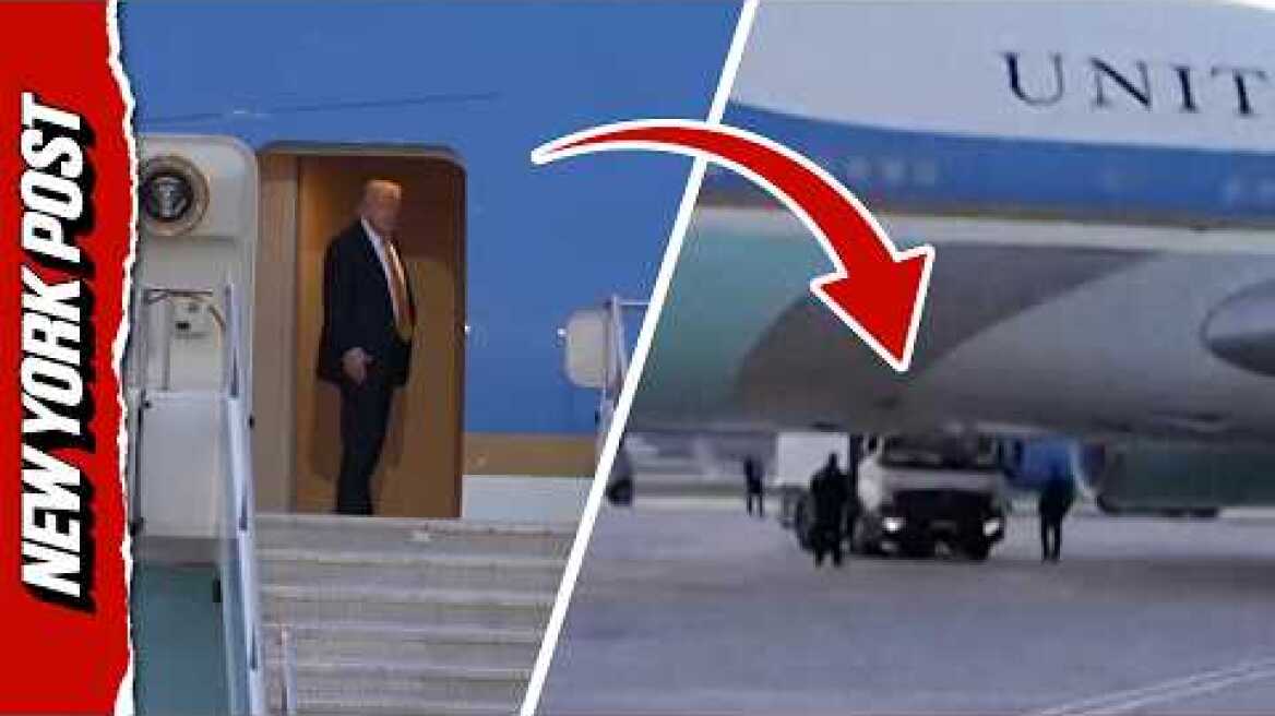 Watch the Moment Trump Reportedly Snuck Off Air Force One in Catering Truck