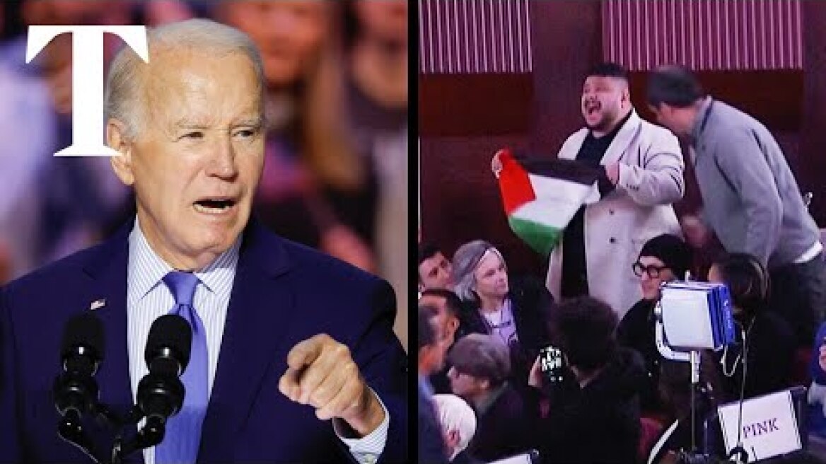 President Biden interrupted by protests in Virginia