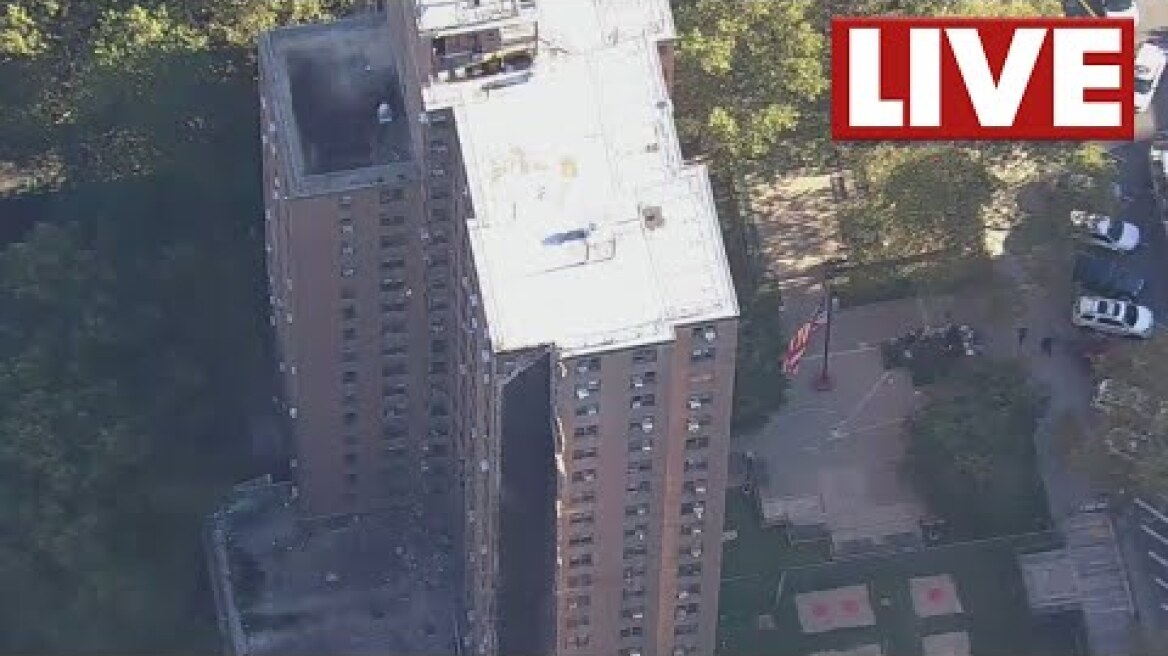 LIVE l SkyFOX over partial building collapse in the Bronx
