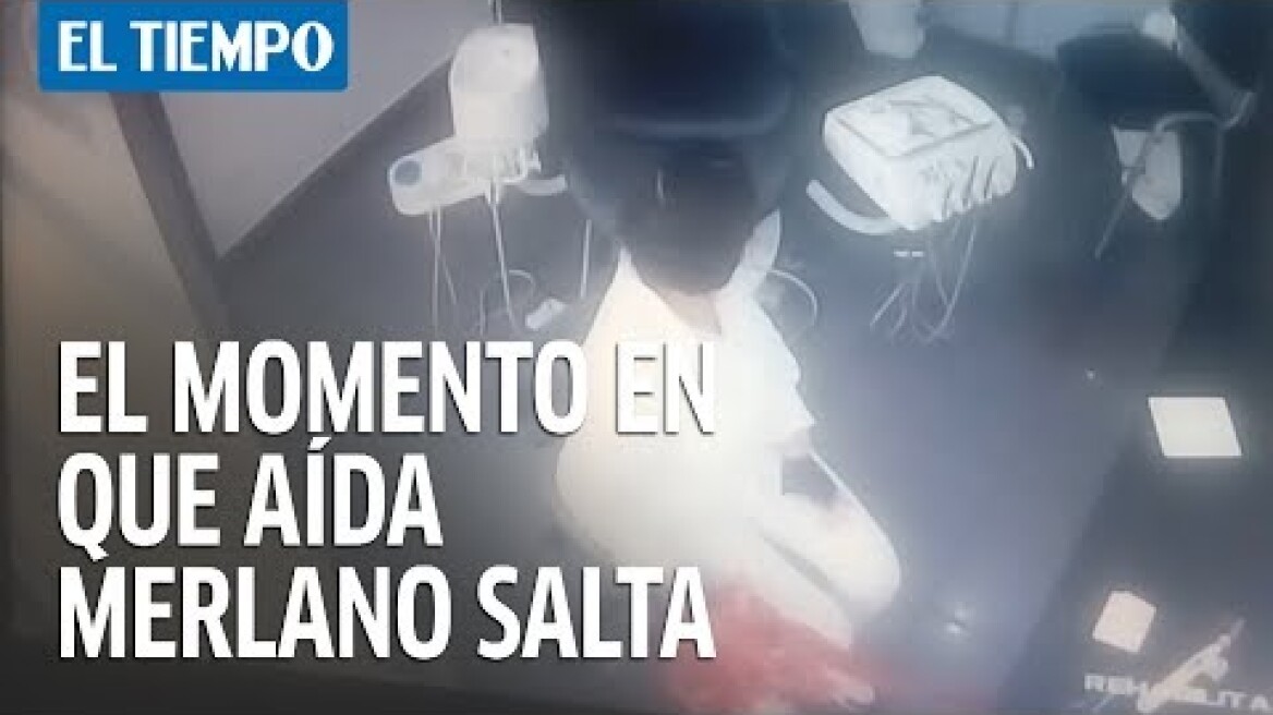 El momento en que Aída Merlano salta desde el consultorio