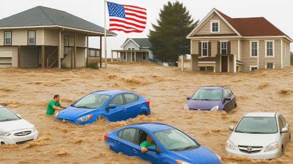TEXAS UNDERWATER ! 🌊 Catastrophic Flooding Submerges Homes & Cars as River Overflows in Kerrville