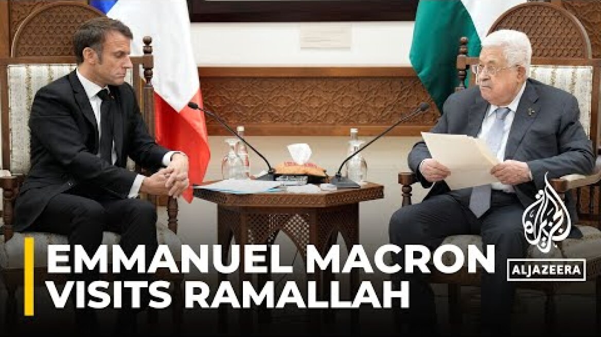 French President Macron is in Ramallah to meet Palestinian Authority President Mahmoud Abbas