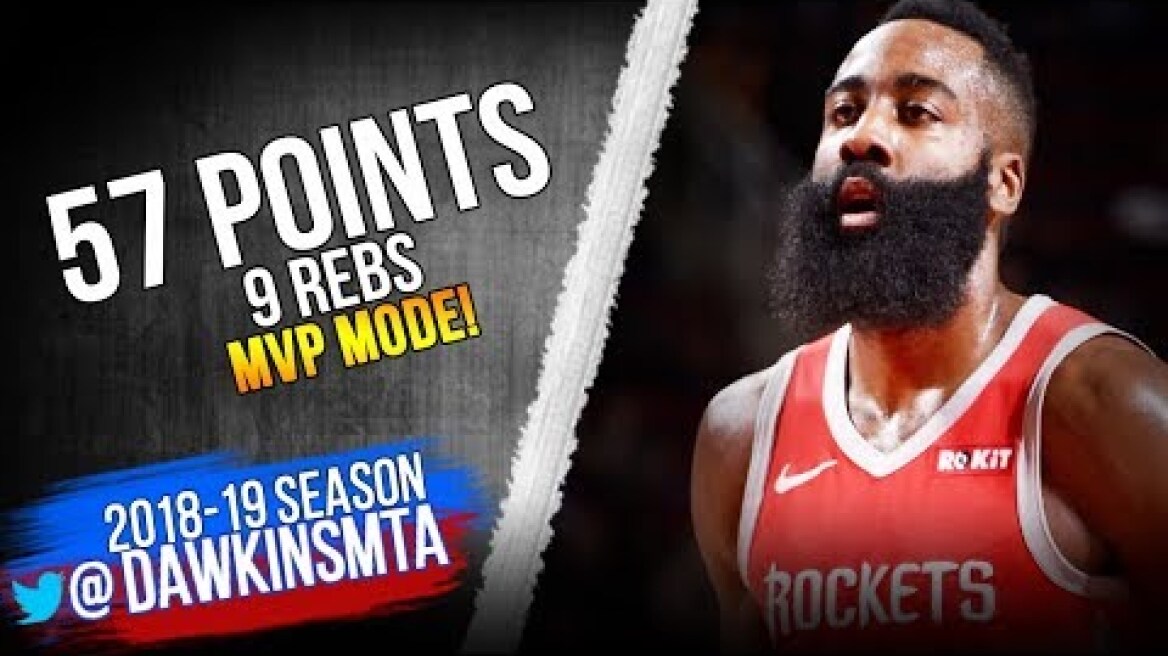 James Harden UNREAL 57 Pts Performance 2019.01.14 Rockets vs Grizzlies - MVP! | FreeDawkins