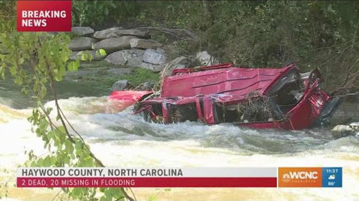 2 dead, at least 20 missing after Haywood County, NC flash floods