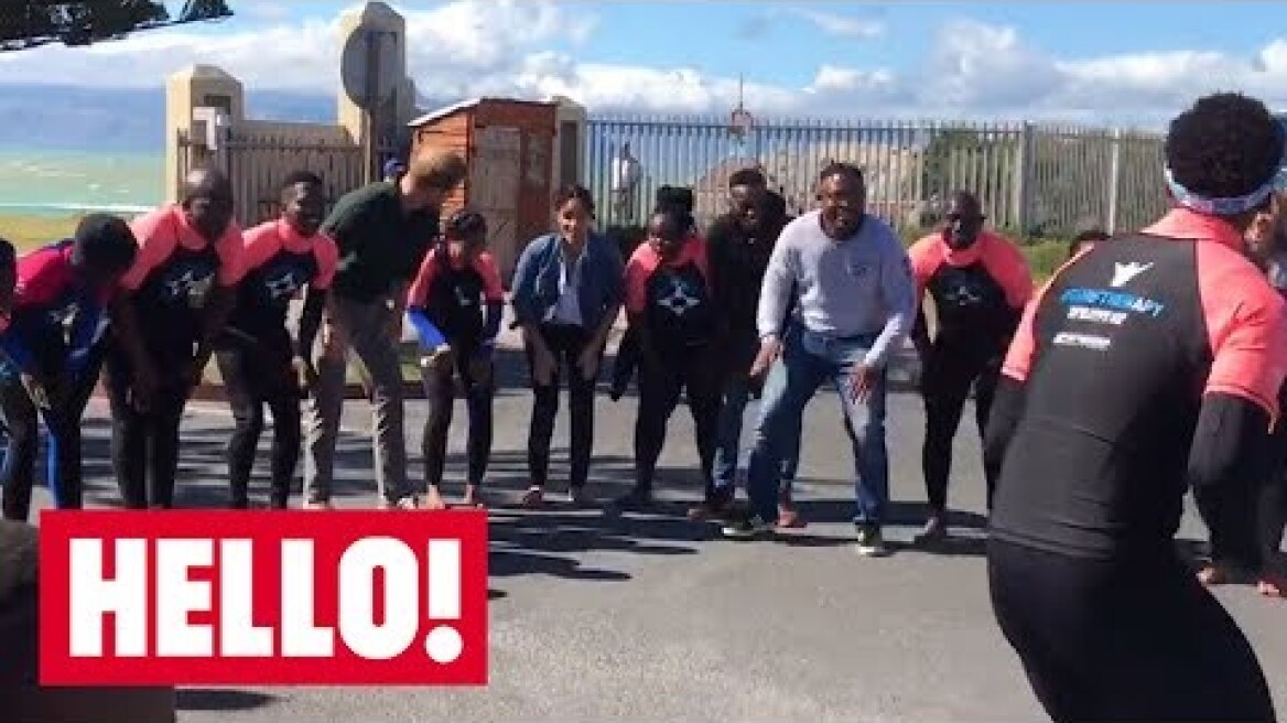 Duke and Duchess of Sussex greeted by Surfers| Hello