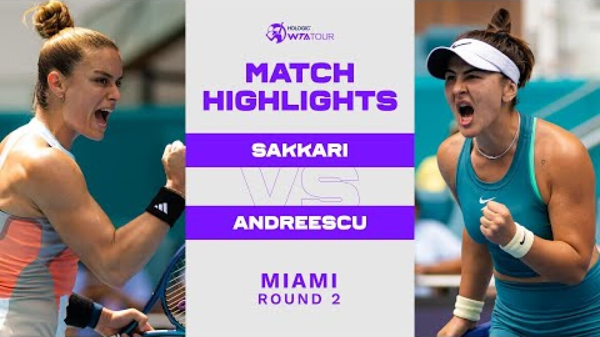 Maria Sakkari vs. Bianca Andreescu | 2023 Miami Round 2 | WTA Match Highlights