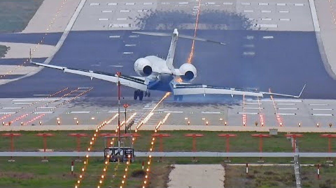 Extreme Strong Southern Winds at Athens airport  🚩 Landings of 11 December 2021