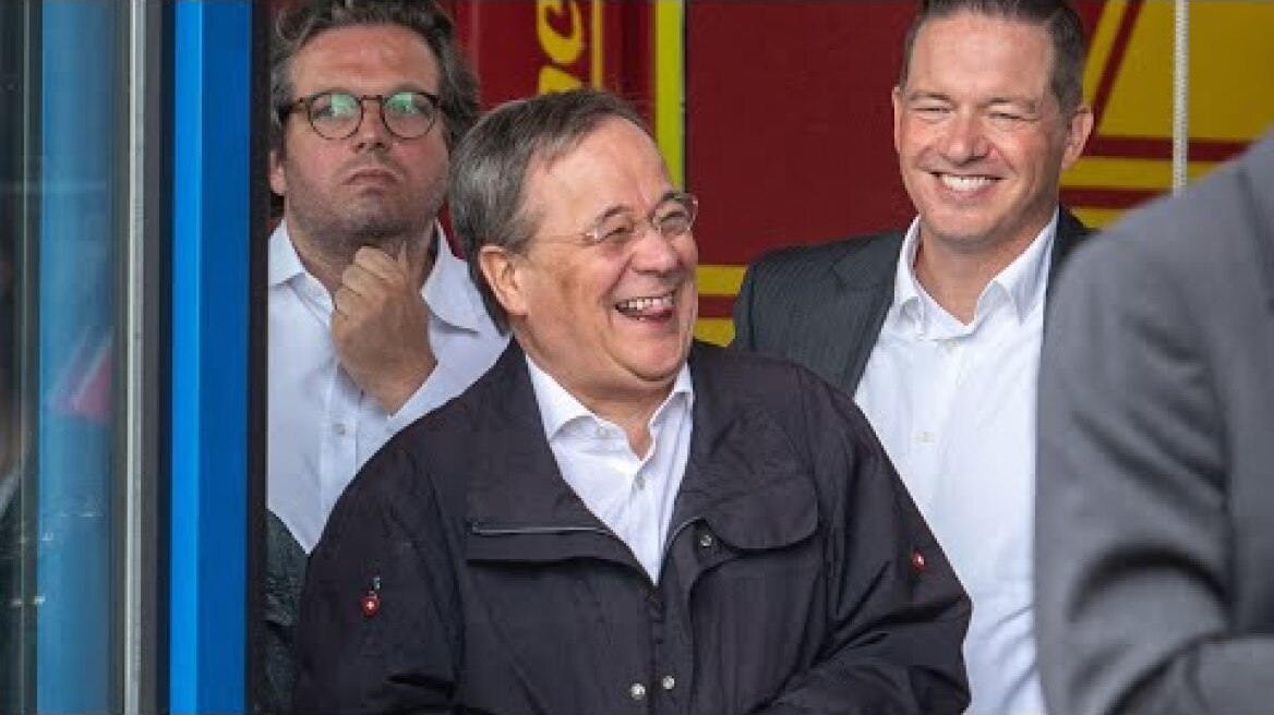 Politician caught laughing during speech mourning Germany flood victims
