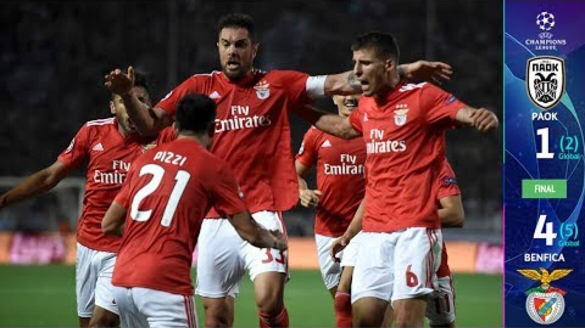 PAOK Salonika 1-4 Benfica - RESUMEN Y GOLES – Playoffs UEFA Champions League 2018