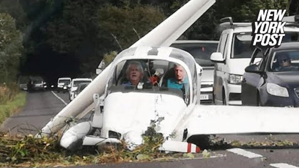 Pilot, passenger miraculously walk away from shocking plane crash on busy road