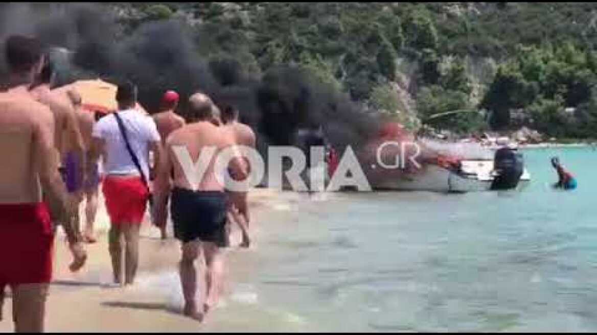 Φωτιά σε σκάφος στη Σιθωνία  - Voria.gr