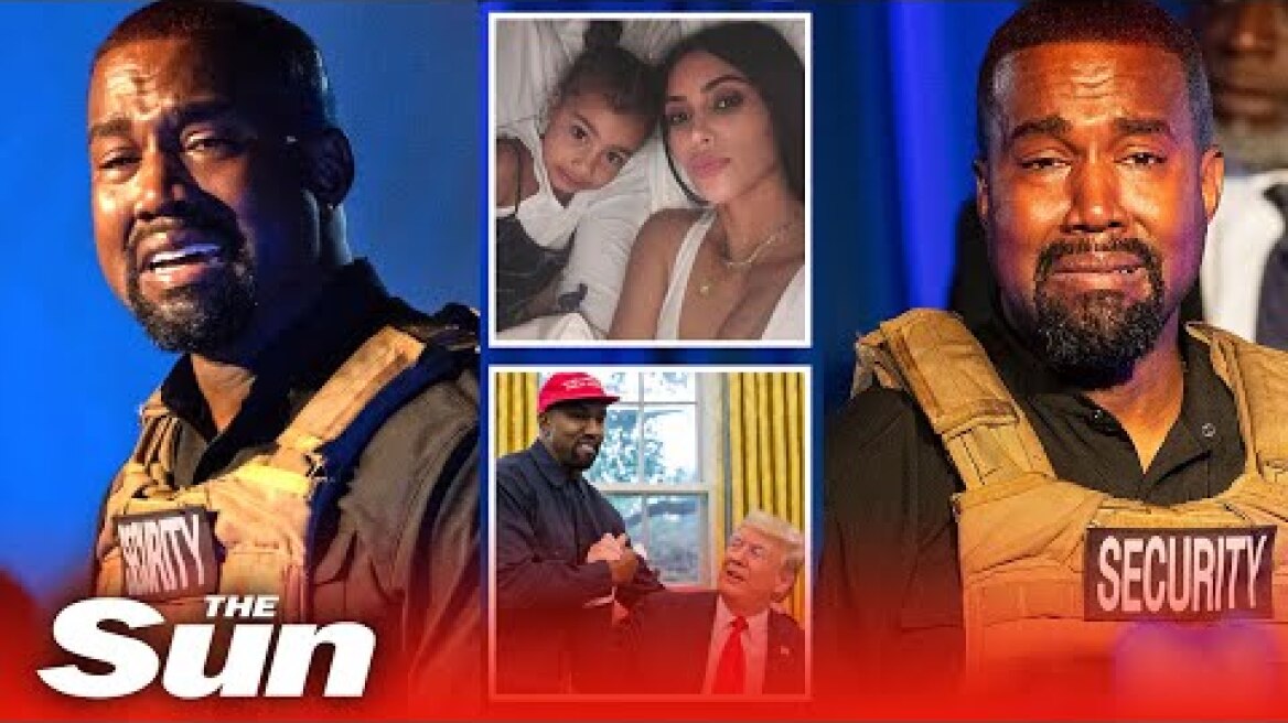 Sobbing Kanye West admits he & Kim Kardashian nearly aborted North at his first presidential rally