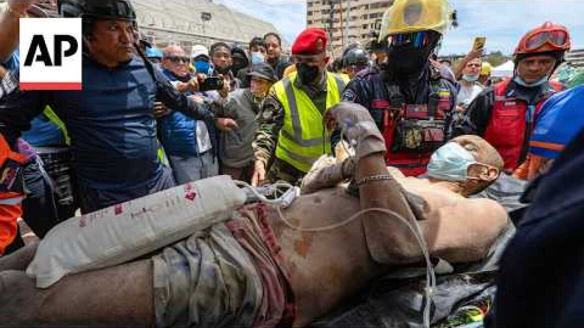 US rescue workers pull father and son from rubble after Venezuela earthquakes