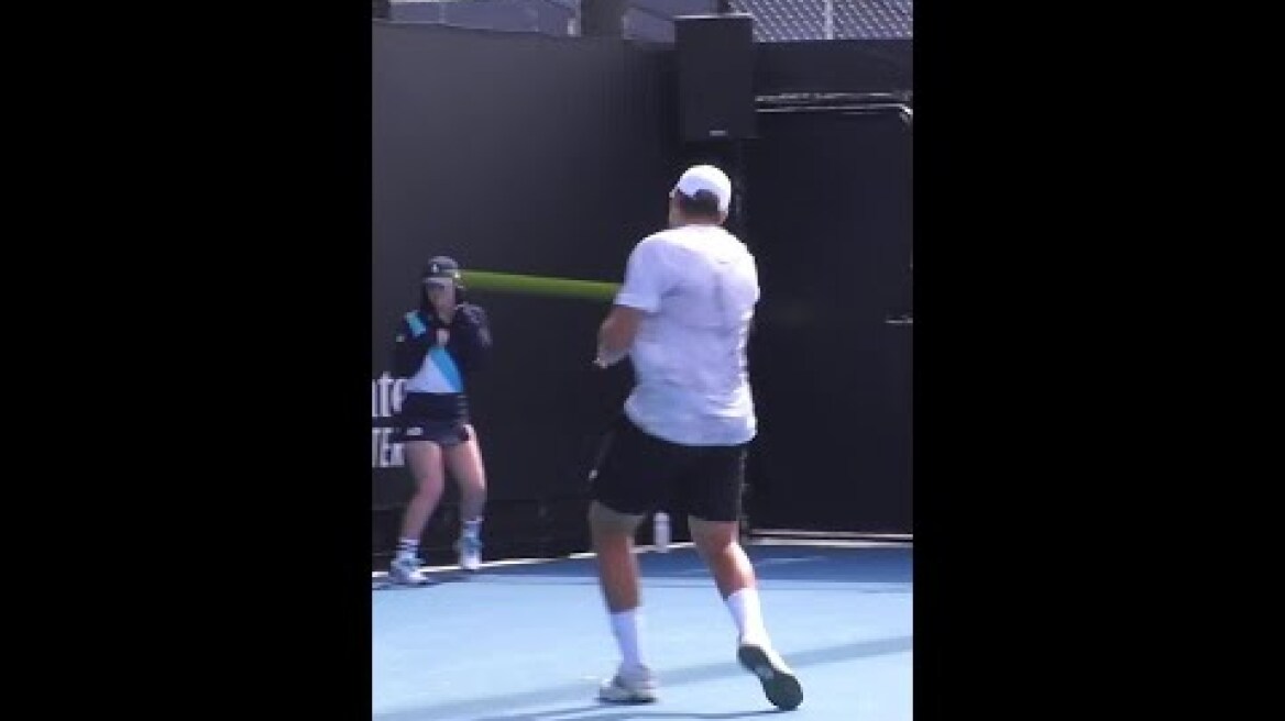 Watch the ball girl! 😱😱 #AusOpen #9WWOS #Tennis #shorts