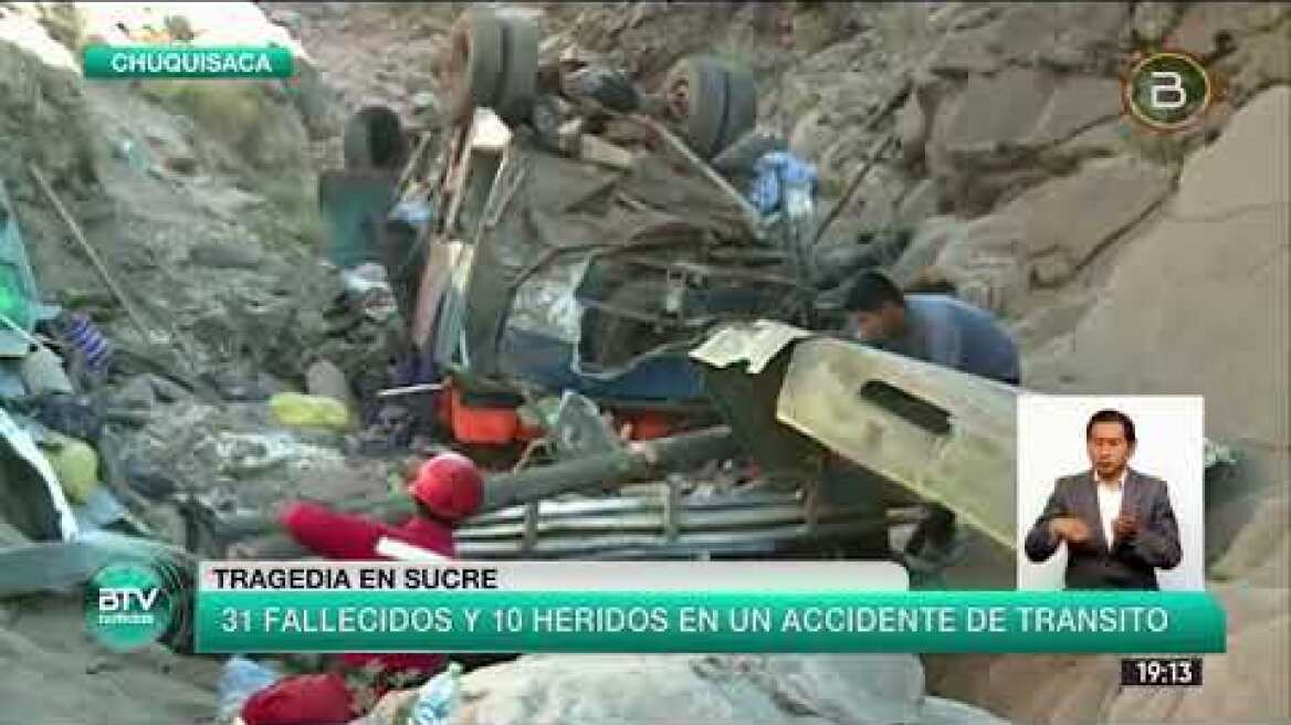 SUCRE: ACCIDENTE DE TRÁNSITO OCASIONA LA MUERTE DE 31 PERSONAS Y 10 HERIDOS