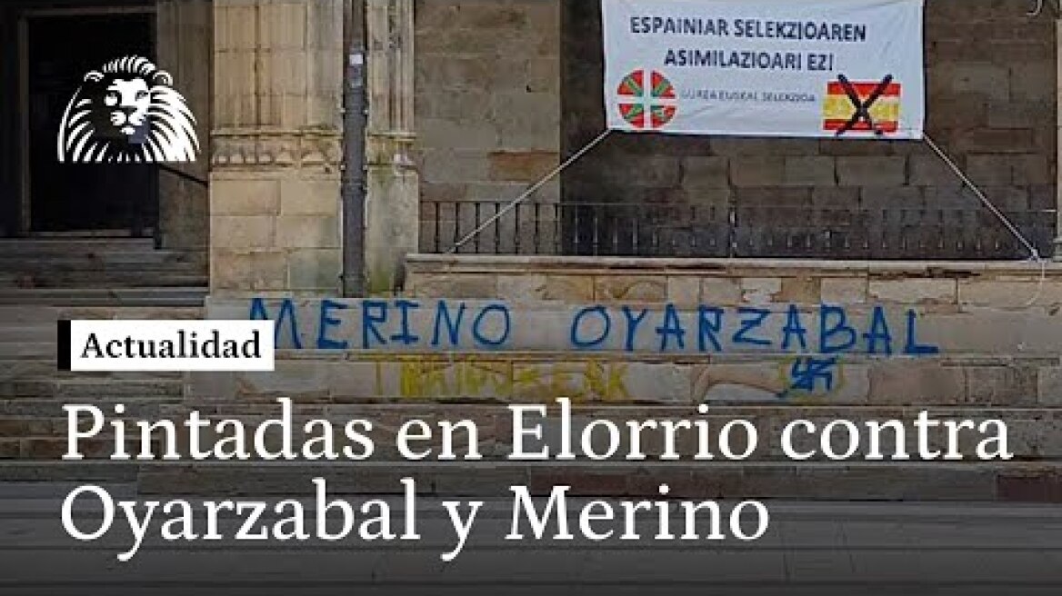 Aparecen pintadas y pancartas contra Oyarzabal y Merino en Elorrio (Vizcaya): "Traidores"