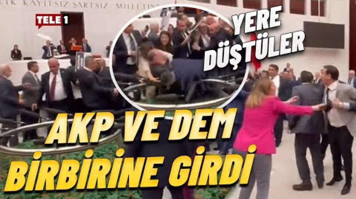 Meclis'te yumruk yumruğa kayyum kavgası! AKP'li ve DEM'li vekiller birbirine girdi