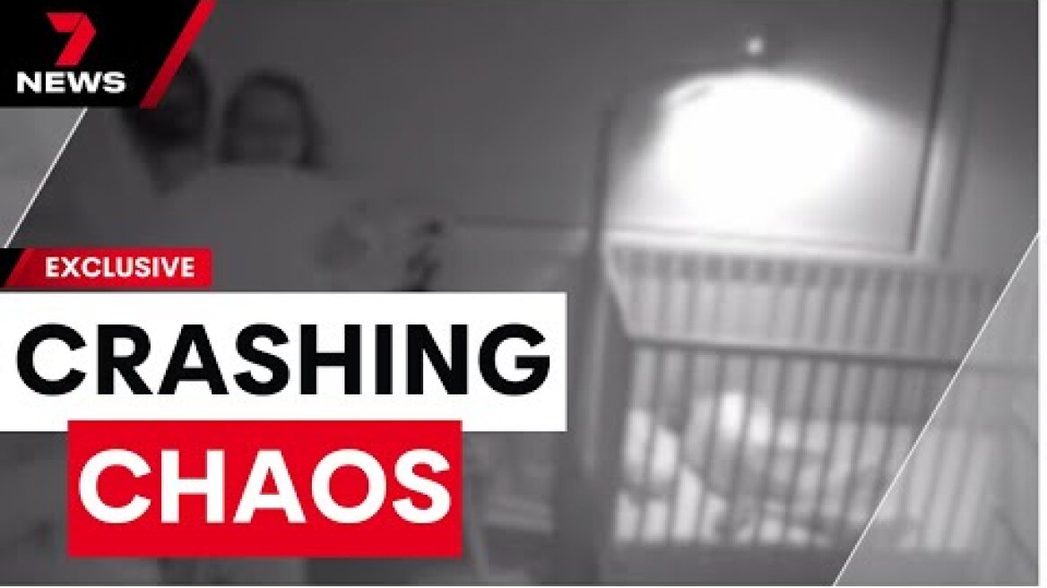 Heart-stopping moment tree crashes through roof onto sleeping baby  | 7 News Australia