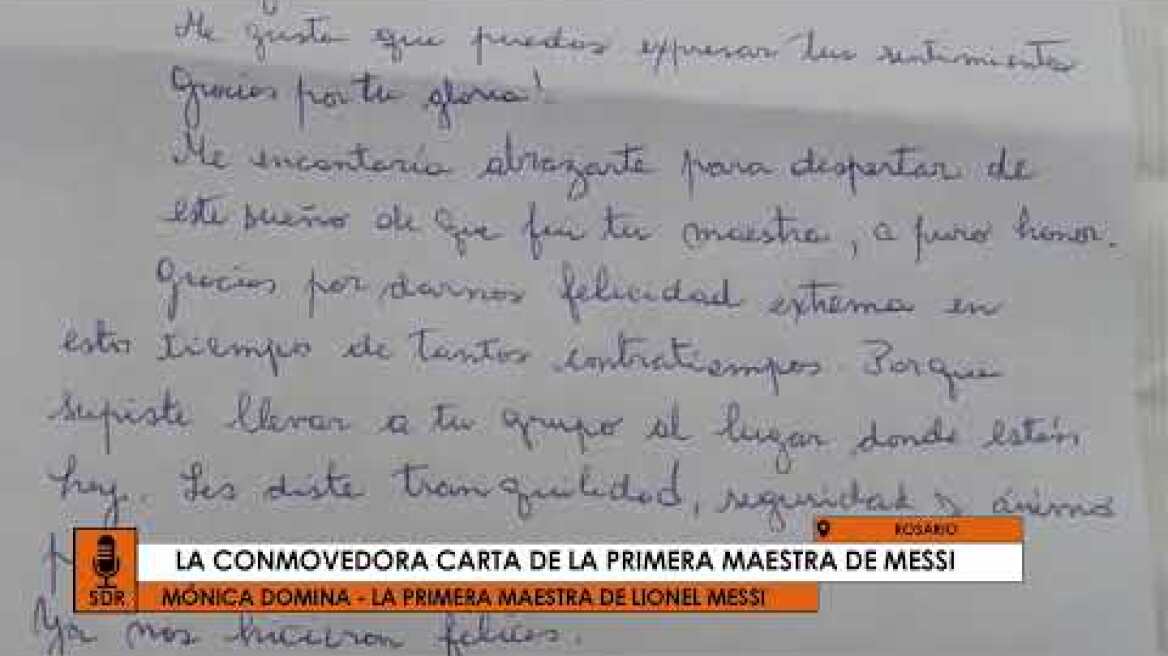 LA CARTA DE LA PRIMERA MAESTRA DE MESSI QUE CONMUEVE A LIO: "ANTES DE MORIRME ME GUSTARÍA ABRAZARTE"