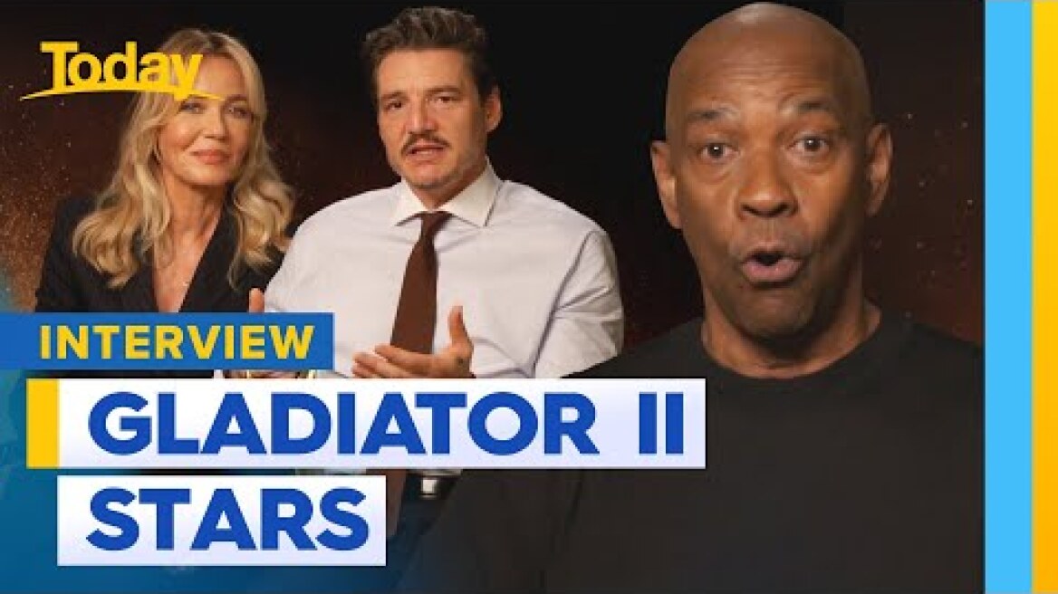 Gladiator II stars Denzel Washington and Pedro Pascal catch up with Today | Today Show Australia