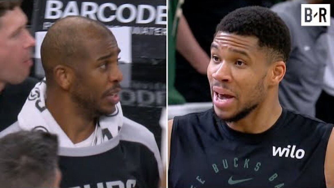 Chris Paul & Giannis Exchange Words Postgame After Getting Into It During Spurs-Bucks