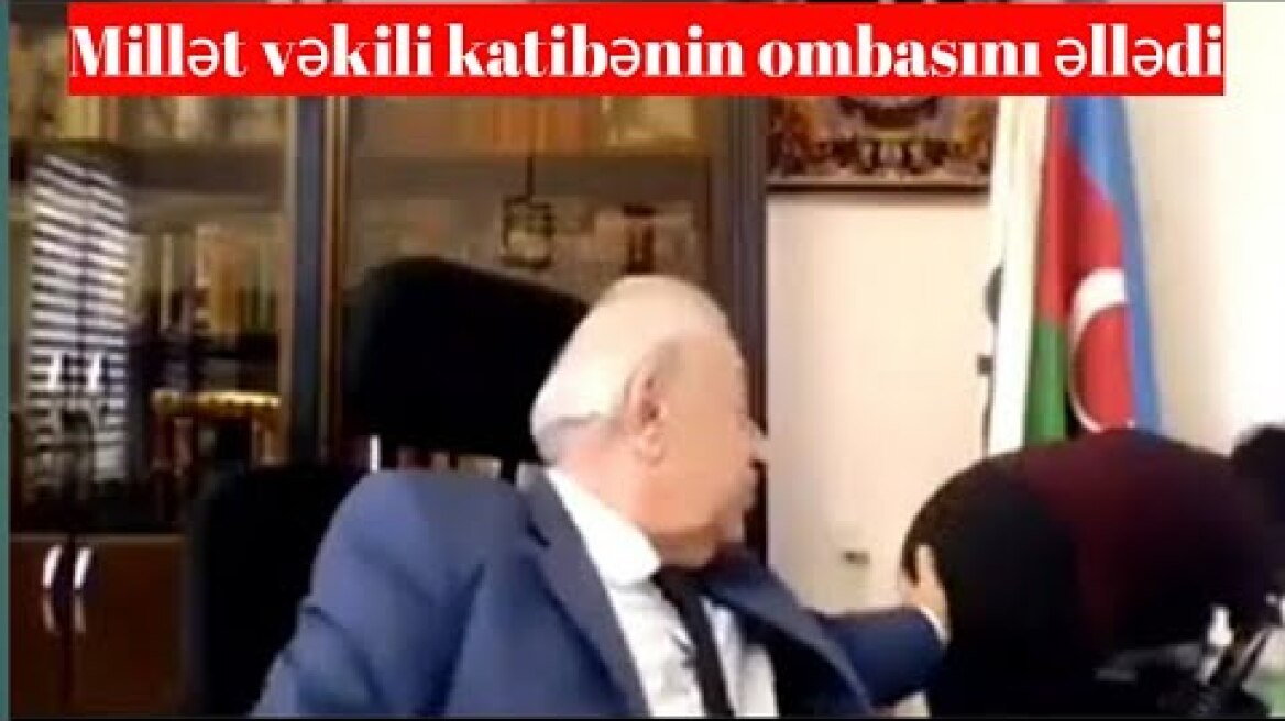 Deputat Huseynbala Mirelemov katibenin ombasini elleyerken canlı yayima düşdü