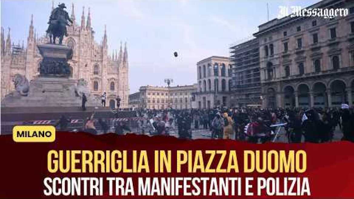 Milano, scontri tra manifestanti e polizia: guerriglia in piazza Duomo