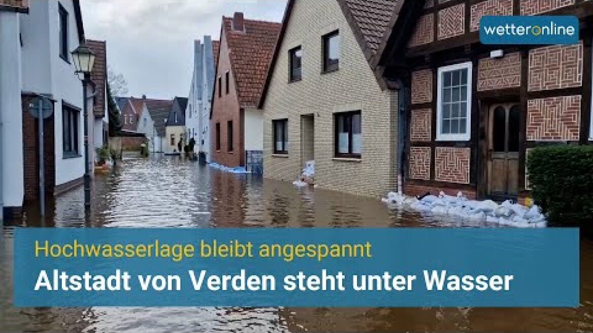 Hochwasserlage bleibt angespannt – Altstadt von Verden unter Wasser