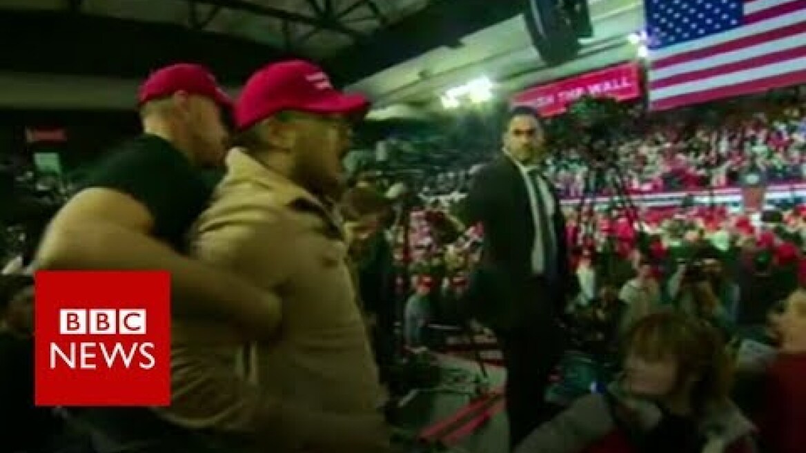 Trump supporter shoves BBC cameraman - BBC News