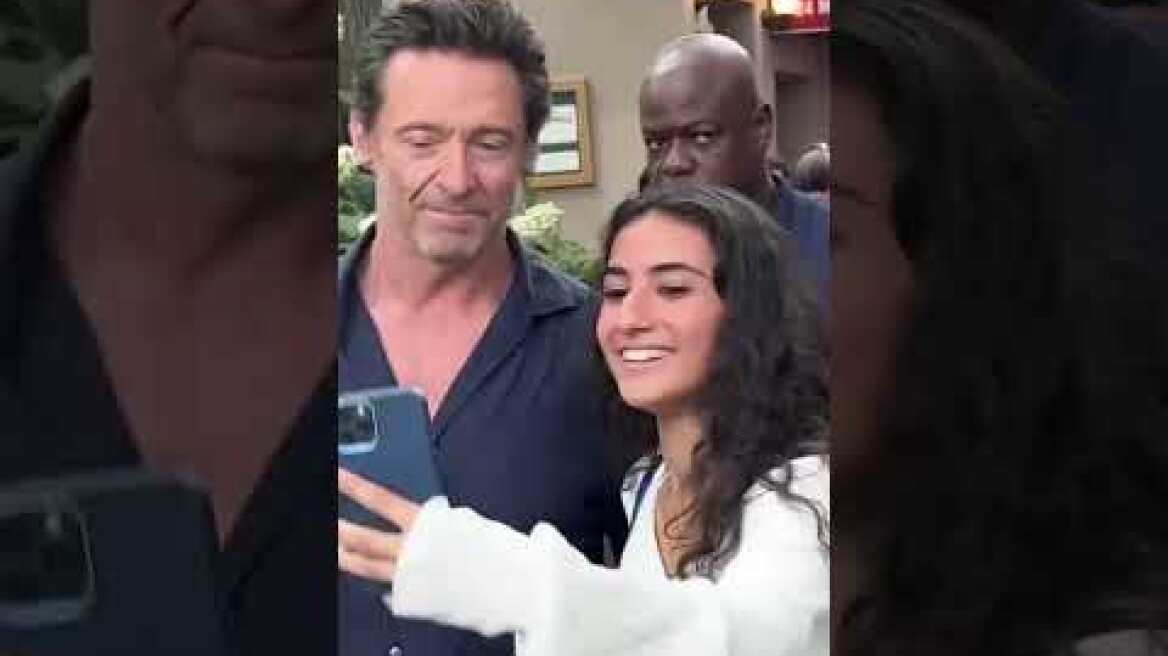 Hugh Jackman hops into stranger's car to escape fans #shorts